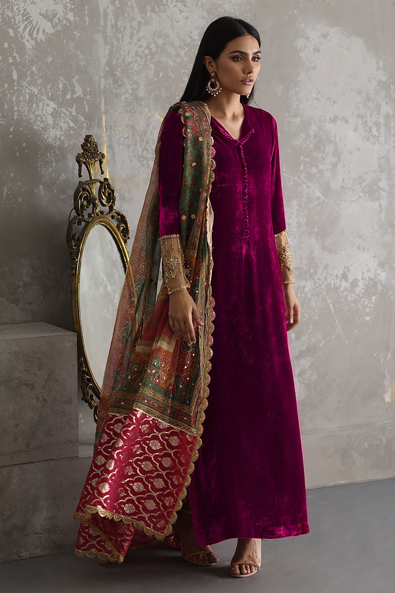 Jazmin - Embroidered Velvet 3-Piece Dress - VL945