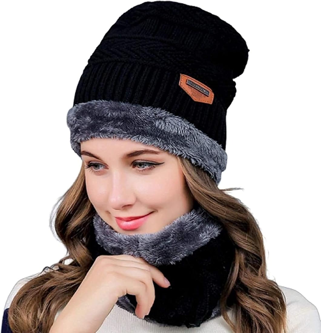 Winter Warm Knitted Hat & Neck Scarf Set for Men – Stylish & Cozy