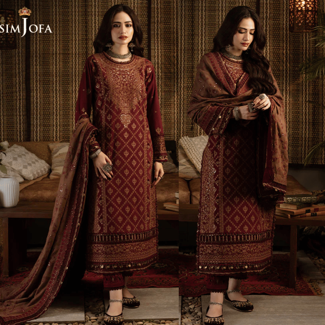 Asim Jofa, unstitched 3 piece Dhanak sequence embroidered suit - VL1257