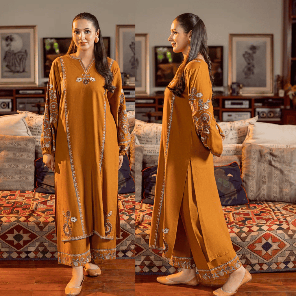 Urge - 2PC DHANAK EMBROIDERED SHIRT AND EMBROIDRED SLEEVES -VL1260