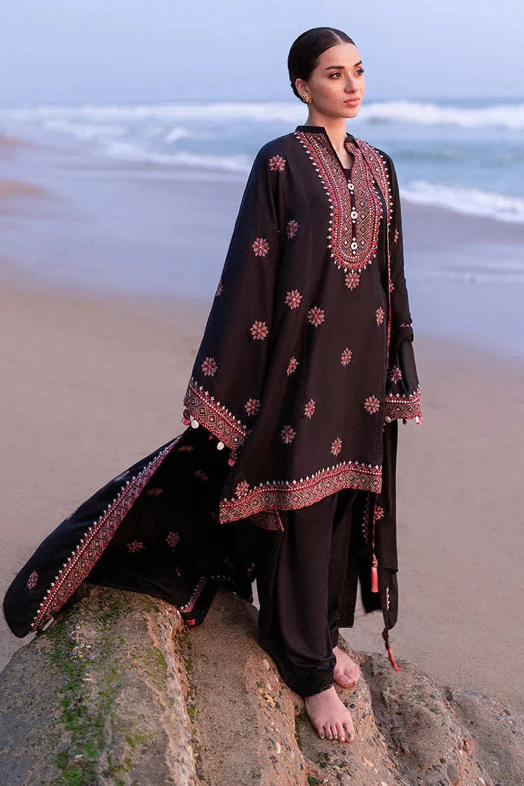 CROSS STITCH-3PC DHANAK EMBROIDERED SHIRT WITH DHANAK EMBROIDERED SHAWL - VL1259